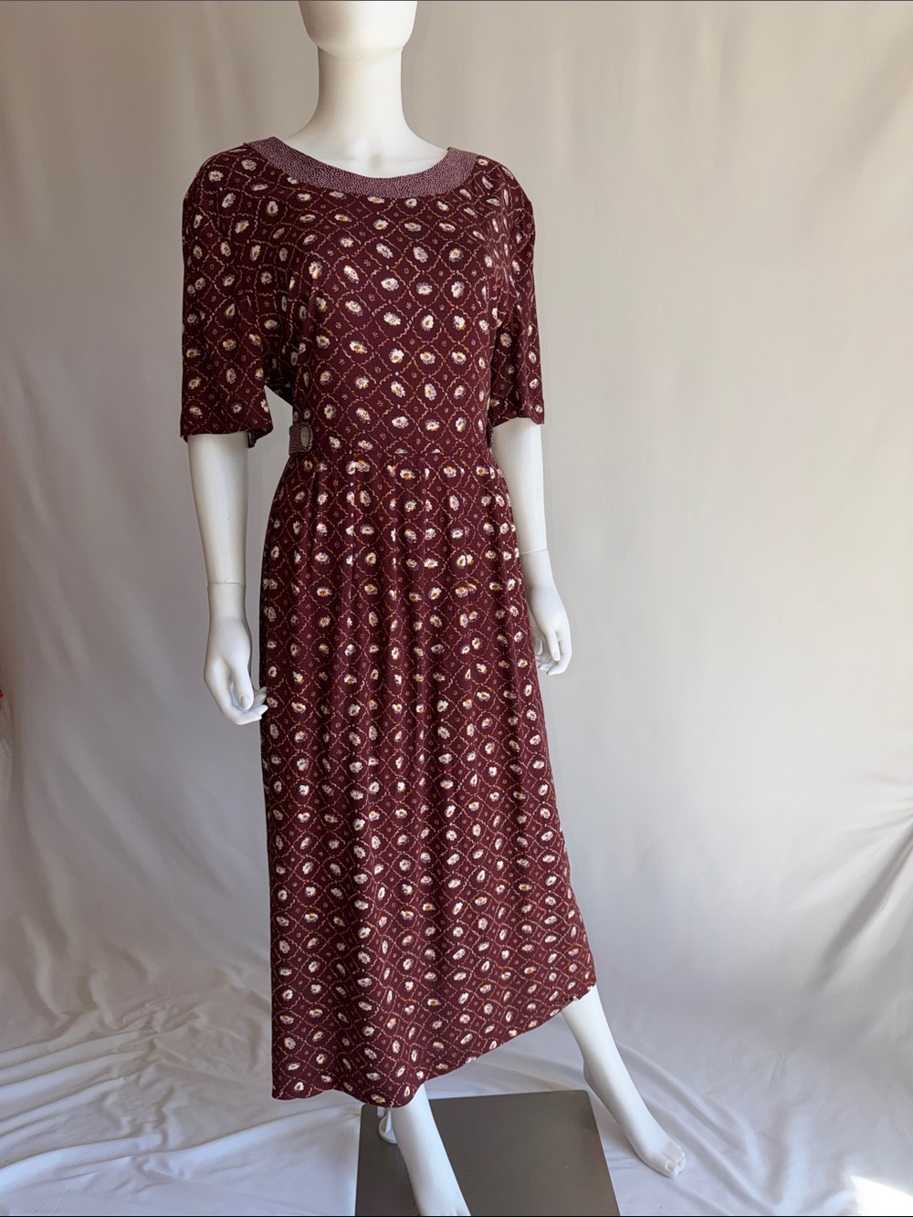 Elegant Maroon Printed Maxi Dress